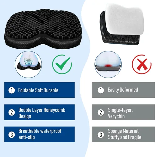 Miniatura 4 de Cojín de asiento de kayak, asiento de kayak de gel grueso antideslizante impermeable, almohadilla de goma portátil para remo de canoa para estadio