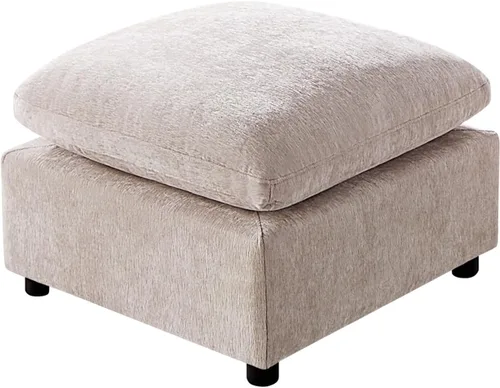 Miniatura 26 de VANOMi Sofá modular, cómodo sofá con marco de madera maciza de 3 asientos, sofá moderno certificado FSC para sala de estar, beige