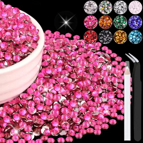 Miniatura 101 de 12000 diamantes de imitación de resina de 0.079 pulgadas a granel para manualidades (transparente), cristales deslumbrantes con parte trasera plana