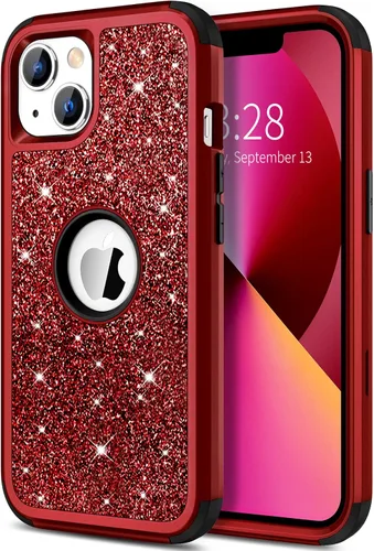 Miniatura 10 de Hython Funda para iPhone 13 Funda con Purpurina, Bonita Cubierta Brillante Resplandeciente con Brillo, Resistente 3 en 1 Híbrida de PC Duro TPU