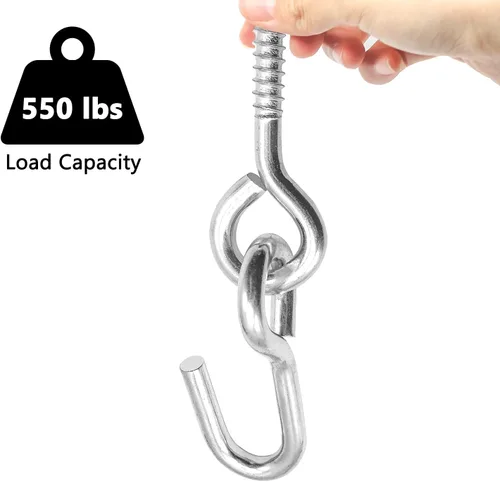 Miniatura 3 de Bathonly Paquete de 2 ganchos resistentes para colgar, ganchos de hamaca, tornillos de perno de ojo, interior y exterior, capacidad de carga de 550