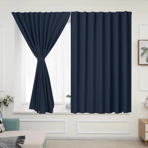 Muamar - Cortinas opacas sin perforación, cortinas de ventana de fácil instalación, cortinas portátiles para dormitorio de 2 paneles, cortinas con