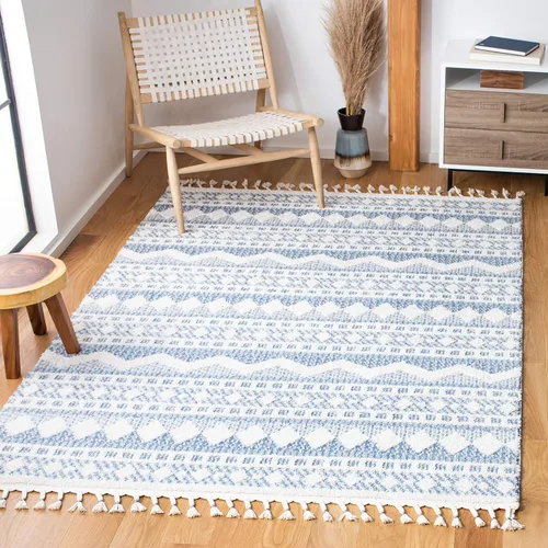 Miniatura 15 de SAFAVIEH Tapete grueso marroquí con borlas, 2 pies 2 pulgadas x 9 pies, color marfil y beige, no desprende pelusa y de fácil cuidado, 0.75 pulgadas