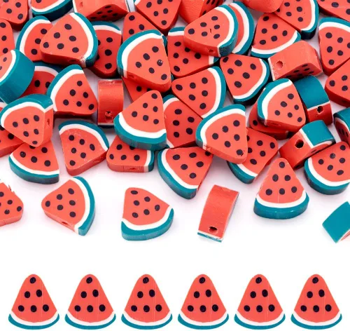 Miniatura 16 de Cuentas de arcilla polimérica hechas a mano con forma de fruta mixta, cuentas sueltas de color mixto, cuentas espaciadoras para hacer joyas