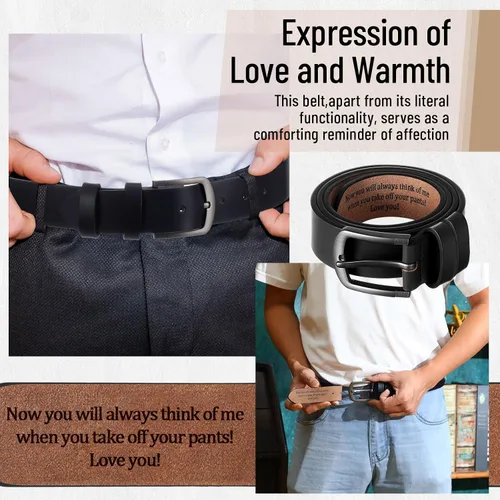 Miniatura 3 de Cinturón para hombre de regalo para marido, cinturones personalizados para hombres, regalo de cuero grabado para él, cumpleaños, aniversario, boda