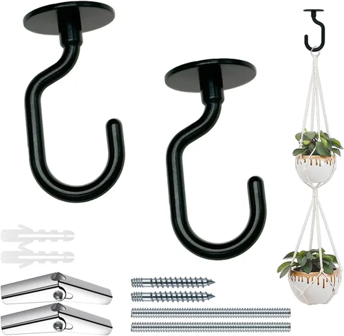 Miniatura 12 de 2 juegos de ganchos de techo de latón antiguo, con accesorios para colgar plantas, instalación de paneles de yeso e techo, diseño resistente