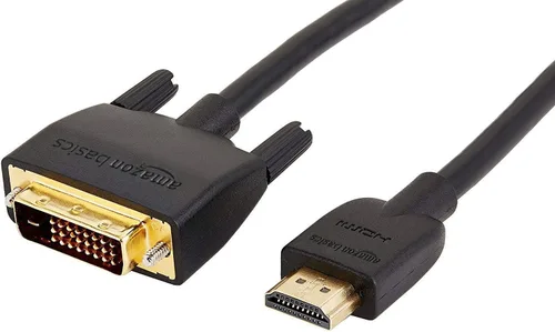 Amazon Basics Cable Adaptador HDMI-A a DVI (Macho) Bidireccional 1080P, Chapado en Oro, 3.05 m, Paquete Individual, Negro