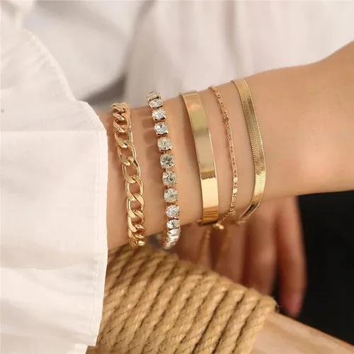 Miniatura 9 de Long tiantian Pulsera de oro gruesa para mujer, pulseras de oro delicadas, pulseras para mujer, pulseras apilables de eslabones de cadena