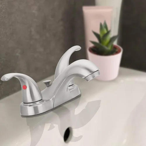 Miniatura 5 de Aqua Vista 15-B42WP-BN-AV - Grifo para lavabo de baño con dos asas, níquel cepillado
