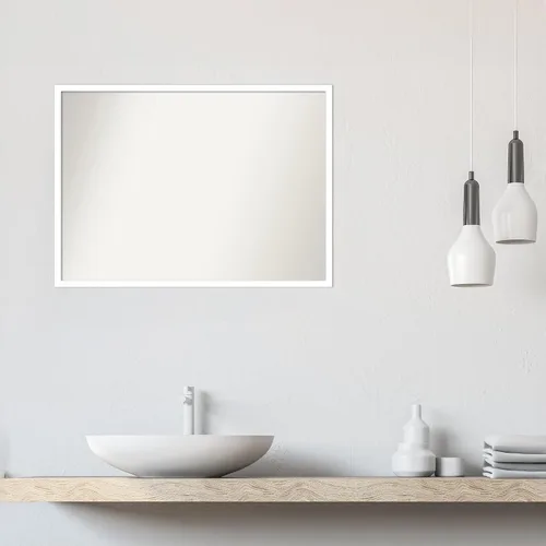 Miniatura 374 de Amanti Art Espejo de baño blanco para sobre el fregadero, 32 x 45 pulgadas, espejo de tocador rectangular blanco esbelto, marco de madera moderno