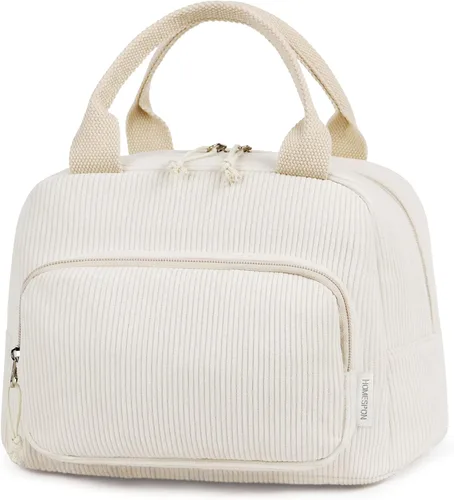 HOMESPON Bolsa de Almuerzo para Mujeres Hombres Adultos con Bolsillo Frontal Bonita Pana Aislada Bolsa de Almuerzo Tote Gran Capacidad Caja de