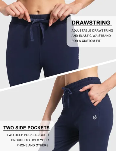 Miniatura 4 de HARTPOR Pantalones deportivos de algodón para mujer, pantalones deportivos para yoga, pantalones deportivos casuales para correr con bolsillos