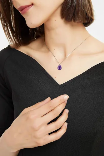 Miniatura 3 de COAI Collar de cristal curativo con lágrima plateada para mujer
