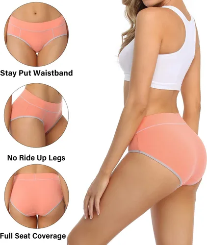 Miniatura 3 de wirarpa - Ropa interior elástica de algodón para mujer, cómodas, de media cintura, pantaletas transpirables, Multipaquete