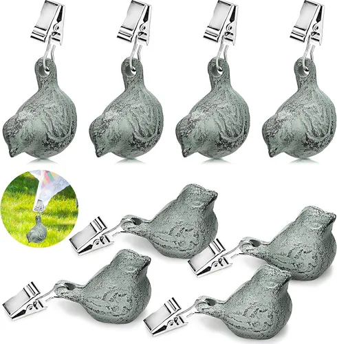 Patelai Juego de 8 piezas de manteles de hierro fundido con diseño de pájaro antiguo, vintage, con clip, para exteriores, hogar, jardín, fiesta,