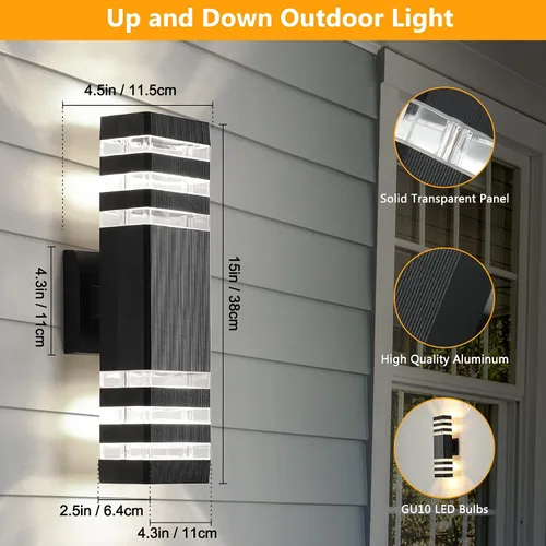 Miniatura 5 de tewei Paquete de 8 luces de pared para exteriores de 3 capas