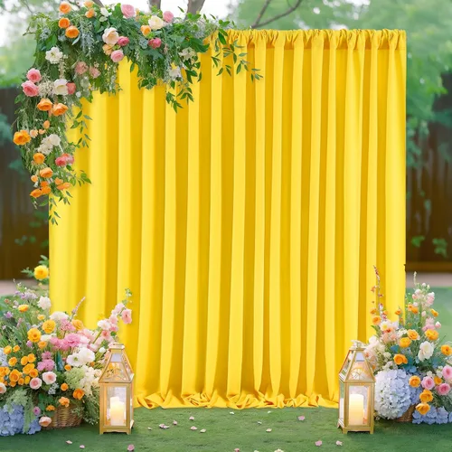 Miniatura 40 de Cortinas de Telón de Fondo Blanco de 2 Paneles 5 x 1,5 m de Poliéster, Telón de Fondo para Fotografía, Cortinas para Decoración de Fondo de Boda