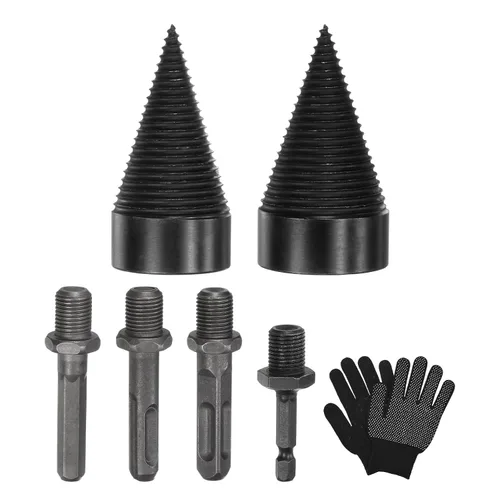 Miniatura 23 de M METERXITY Paquete de 1 broca divisora de madera de 1.260 in + 4 asas (cuadrada+redonda+vástago hexagonal+hexagonal pequeño) broca divisor de leña