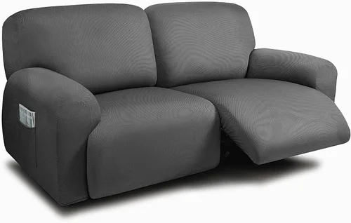 Miniatura 18 de ULTICOR Fundas para Sofá Reclinable de 8 Piezas, Fundas Elásticas de Hilo Teñido para Sofá Reclinable de 3 Cojines, Fundas Deslizables para Sofá