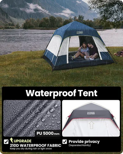 Miniatura 3 de OutdoorMaster Tiendas de campaña para 4/6 personas con tecnología de refugio opaco, fácil instalación en 60 segundos, tienda desplegable resistente
