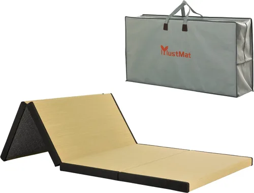 MustMat Tapete grueso de tatami individual XL, cama de tatami japonés con bolsa de almacenamiento, 39 x 80 x 2 pulgadas (negro)