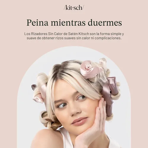 Miniatura 8 de Kitsch Rizadores de Cabello de Satén Sin Calor – Rizadores de Cabello Sin Calor para Dormir y Obtener Rizos Durante la Noche – Varillas Rizadoras