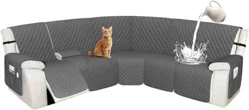 Miniatura 55 de Arfntevss Fundas de sofá modular reclinable, 100% impermeable, en forma de L, para sillón reclinable en forma de L, funda seccional lavable