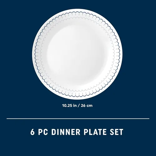 Miniatura 5 de Corelle - Platos de mesa de Vitrelle grandes, redondos, livianos, con triple capa de vidrio, no se astillan ni se rayan, aptos para microondas