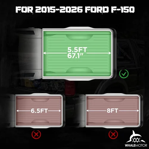 Miniatura 2 de Cubierta de caja de camioneta plegable y rígida compatible con Ford F150 F-150 2015-2025 5.5 pies de caja corta, estilo tri-doblez