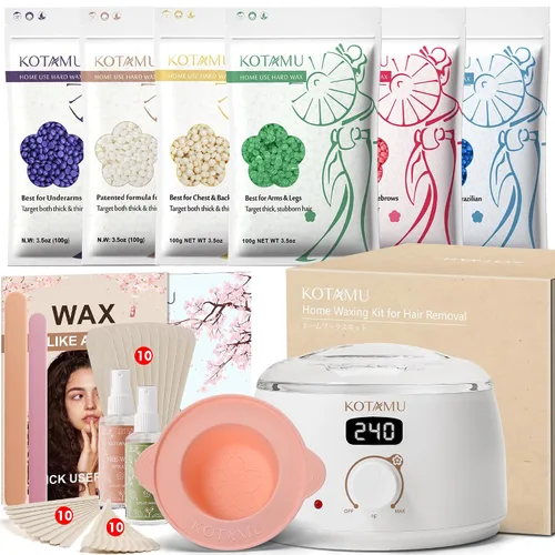 Miniatura 15 de KOTAMU Kit de depilación digital negra para mujeres y hombres, piel sensible, olla de cera dura para cejas, cara, piernas, axilas, depilación suave