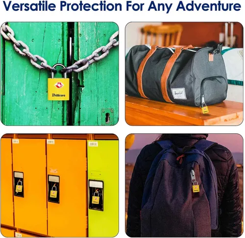 Miniatura 7 de Paquete de 4 cerraduras de equipaje aprobadas por la TSA con llaves, candado de viaje, cerradura con llave impermeable de aleación de zinc