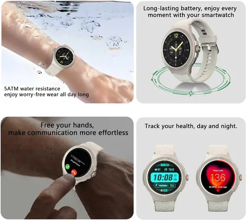 Miniatura 3 de Reloj inteligente militar con monitor de frecuencia cardíaca, brújula, linterna, GPS, reloj inteligente de 1.43 pulgadas con más de 170 modos