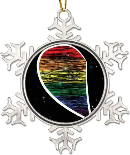 Miniatura 10 de Human Kind Be Both - Adorno para árbol de Navidad, bisexual, arco iris, orgullo, gay, LGBTQ, copo de nieve pansexual, colgante de árbol de Navidad