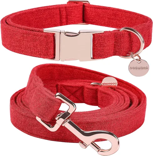 Miniatura 12 de DOGWONG Collar y correa de algodón para perro, collar para mascotas, suave, duradero, básico, para perros pequeños, medianos y grandes Negro