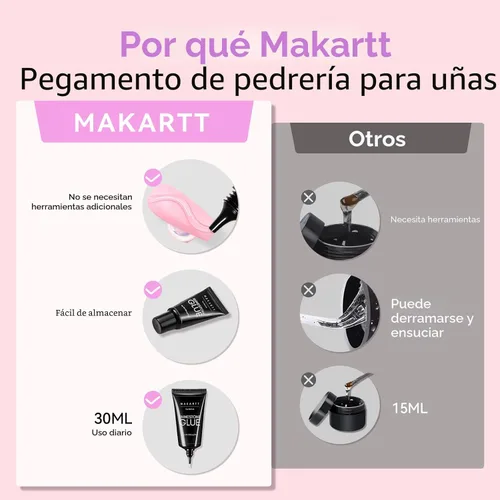 Miniatura 6 de Makartt Pegamento de diamantes de imitación para uñas: pegamento de uñas de gel súper fuerte para dijes de uñas, decoraciones de gemas, arte de uñas