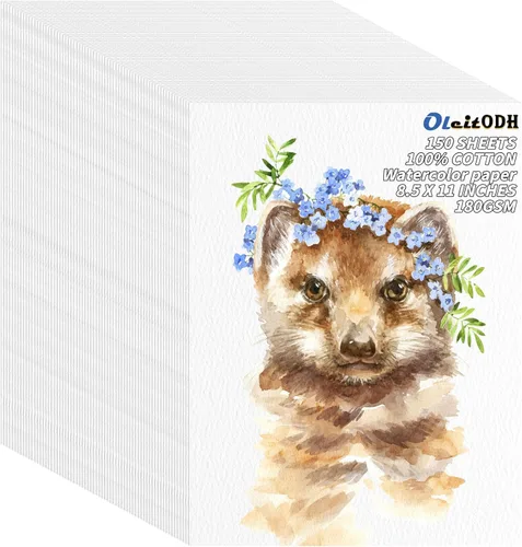 Miniatura 8 de 150 hojas de papel para acuarela a granel, papel de color blanco para estudiantes de pintura, adultos, artistas, dibujo - 65LB/180GSM papel de arte
