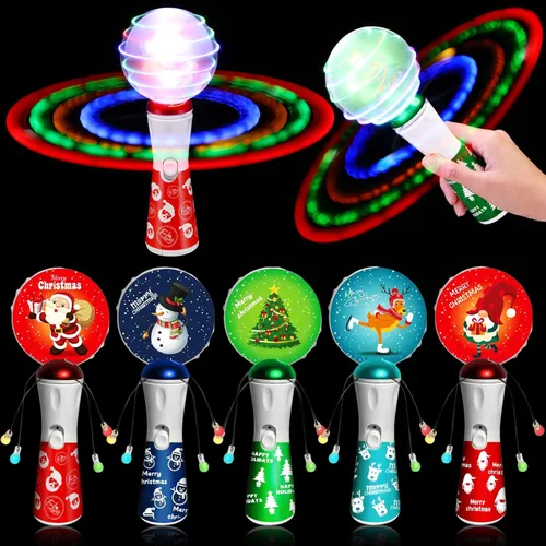 Shappy Juguete giratorio con luz de Navidad, varita con luz LED de Papá Noel de 8.7 pulgadas, regalo divertido giratorio y de colores para fiestas
