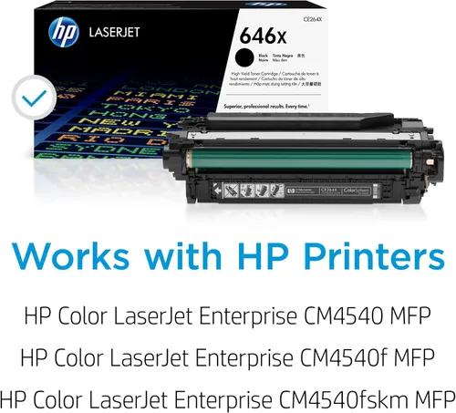 Miniatura 2 de HP Cartucho de tóner negro de alto rendimiento original 646X Funciona a color LaserJet Enterprise CM4540 MFP Series CE264X