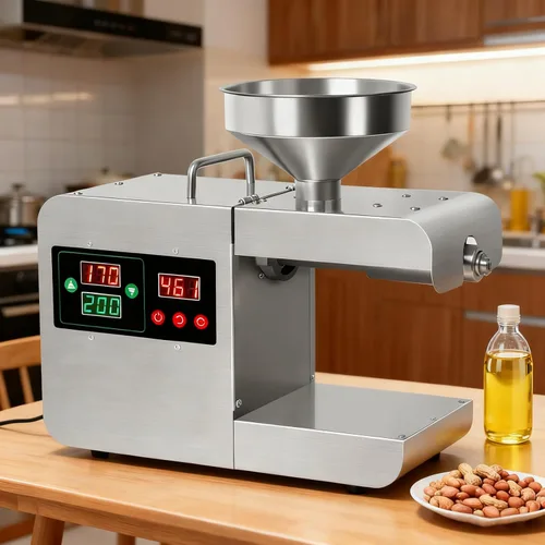 Máquina eléctrica de prensa de aceite de 820 W, máquina de aceite de prensa caliente y fría para el hogar, carcasa de metal, extractor de aceite