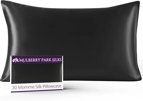 Mulberry Park 30 Momme 100% Pure Mulberry Silk Pillowcase - Luxury Charmeuse Weave for Hair and Skin, Cooling Silk Pillow Cover for Beauty Sleep -