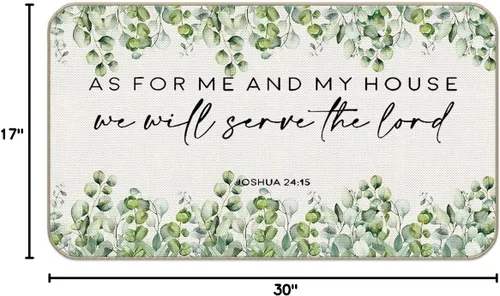 Miniatura 2 de Tapete cristiano para puerta, con texto en inglés "As for Me and My House We Will Serve The Lord", tapete decorativo para el hogar