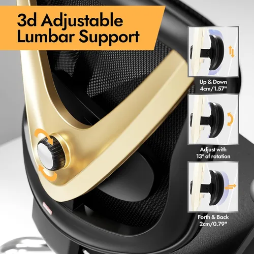 Miniatura 3 de HOLLUDLE Silla de oficina ergonómica de malla, soporte lumbar ajustable 3D y reposabrazos 3D, respaldo en forma de V, silla de escritorio ajustable