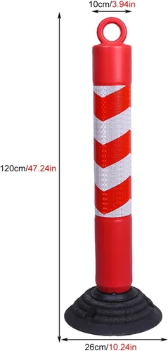 Miniatura 2 de AMUFJJ Bolardo de seguridad poste de acero para bolardo, estacionamiento de seguridad en carretera con base de goma y collares reflectantes, pila