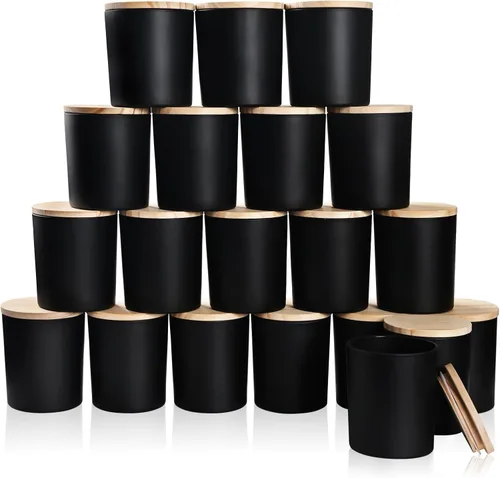 Miniatura 15 de SHOWIN Tarros Gruesos para Velas para Hacer Velas 20 Pcs, 7 OZ Tarros Vacíos con Tapas de Madera para Hacer Velas, Recipiente de Muestra