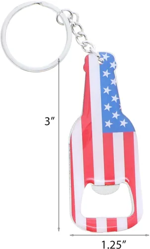 Miniatura 2 de SandT Collection Llavero abrebotellas de cerveza con bandera americana