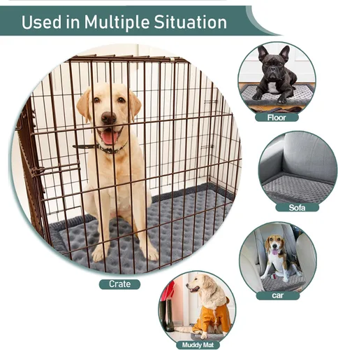 Miniatura 5 de Almohadilla grande para jaula de perros de 36 pulgadas, gris, cama de espuma viscoelástica para perrera de perros, franela suave, lavable