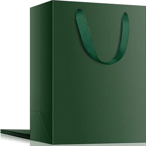 Miniatura 8 de EUSOAR Bolsas de compras y mercancías, tamaño mediano, 25 piezas de 7.8 x 3.9 x 11 pulgadas, bolsas de regalo reciclables de papel kraft marrón