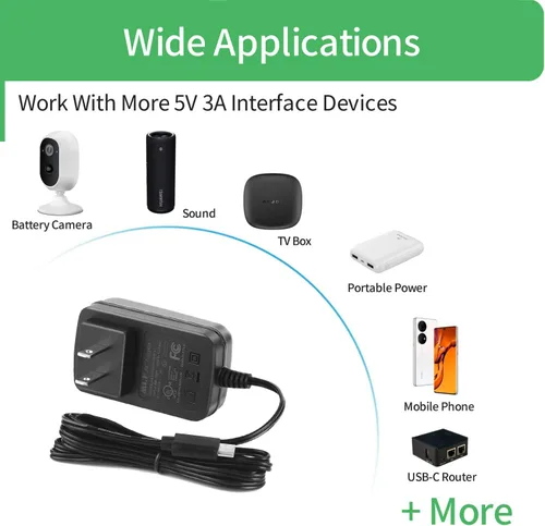 Miniatura 7 de 5V 3A USB C/Type-C Fuente de alimentación/Adaptador, Cable de alimentación de 5 voltios 3000mA Adaptador para Raspberry Pi 4 Modelo B 1GB/2GB/4GB