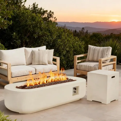 Miniatura 31 de ECOTOUGE Mesa de cubierta de tanque de propano, 15.5 pulgadas para mesa de fuego, mesa oculta cilíndrica para exteriores para fogata de gas