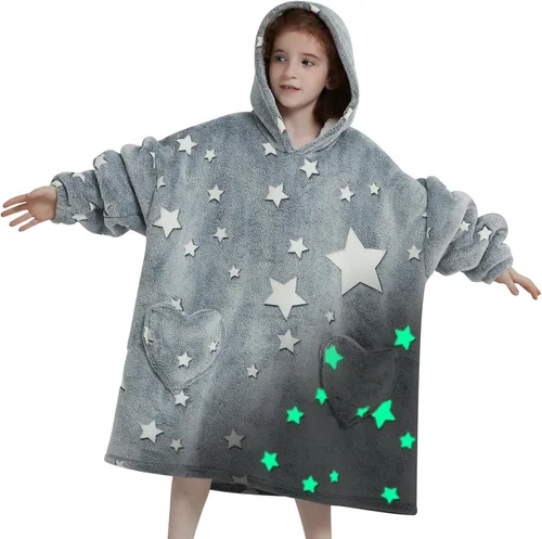 Miniatura 9 de Mewkou Manta con Capucha Portátil para Niños Sudadera con Capucha de Sherpa Extra Grande para Niños, Niñas y Niños Pequeños de 2 a 6 años